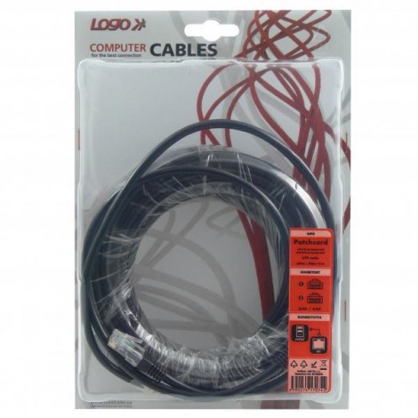 Przewód LAN UTP patchcord, Cat.5e, RJ45 M - RJ45 M, 10 m, nieekranowany, szary, Logo blistr
