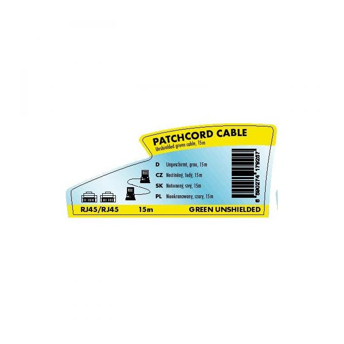 Przewód LAN UTP patchcord, Cat.5e, RJ45 M - RJ45 M, 15 m, nieekranowany, szary, Logo LOGO bag