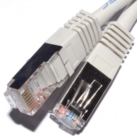 Przewód LAN FTP patchcord, Cat.5e, RJ45 M - RJ45 M, 50 m, chroniony, szary, economy