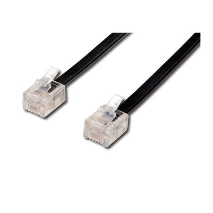 Kabel telefoniczny 4-żyłowy, RJ11 M - RJ11 M, 6 m, czarny, do ADSL modem economy
