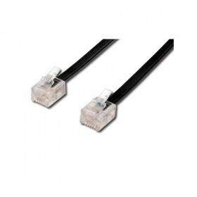 Kabel telefoniczny 4-żyłowy, RJ11 M - RJ11 M, 10 m, czarny, do ADSL modem economy