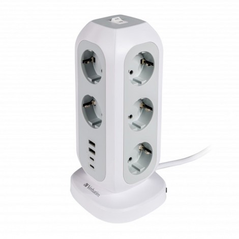 Stacja zasilania Tower Power gniazdo, biała, Verbatim