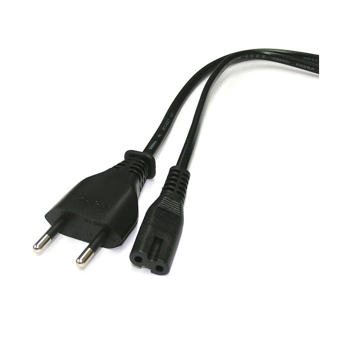 Kabel sieciowy 230V zasilacz, CEE7/16 (euro radiowy) - C7, 2m, VDE approved, czarny, 2-pinowe złącze