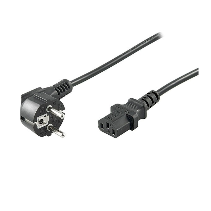 Kabel sieciowy 230V zasilacz, CEE7 (widelec) - C13, 1m, VDE approved, czarny