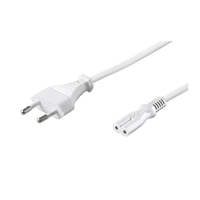 Kabel sieciowy 230V zasilacz, CEE7/16 (euro radiowy) - C7, 1.5m, VDE approved, biały, 2-pinowe złącze