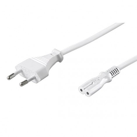 Kabel sieciowy 230V zasilacz, CEE7/16 (euro radiowy) - C7, 1.5m, VDE approved, biały, 2-pinowe złącze