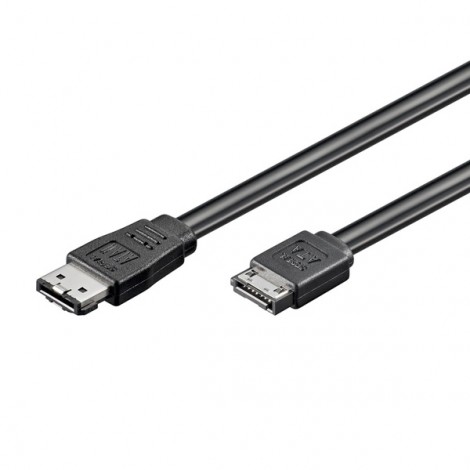 Kabel do dysku twardego danych, SATA samec - eSATA samec, 0.5 m, 6 Gb/s, czarny, opakowanie bulk