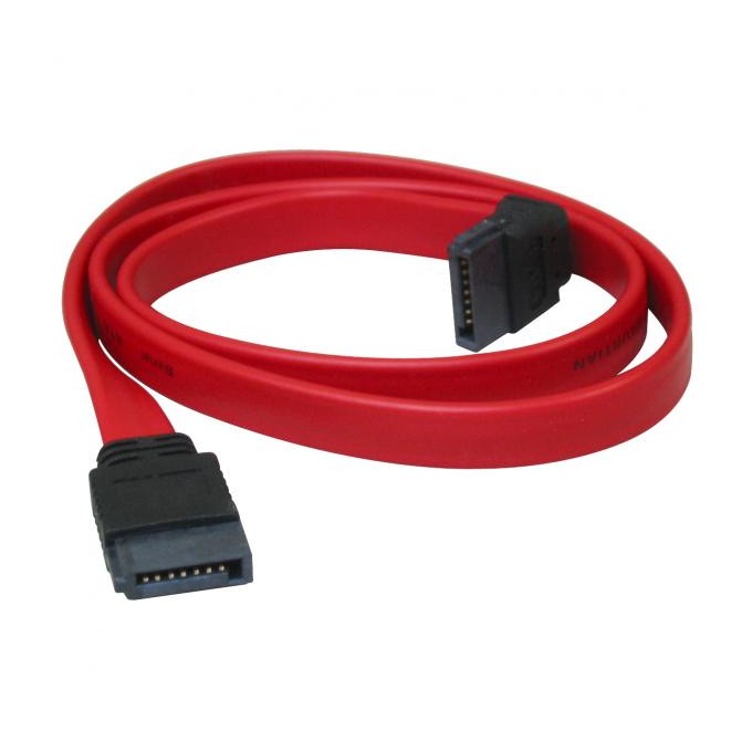 Kabel danych, SATA samec - SATA samec, 0.5 m, prostokątny, czerwony, EOL