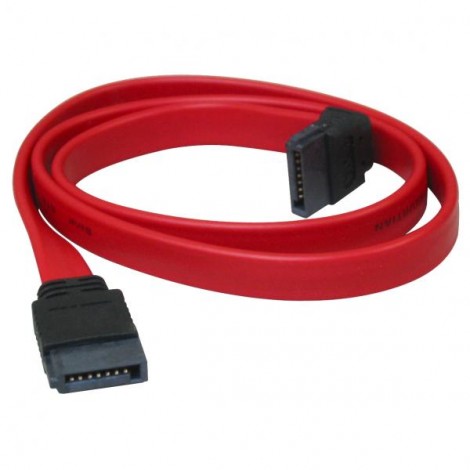 Kabel danych, SATA samec - SATA samec, 0.5 m, prostokątny, czerwony, EOL