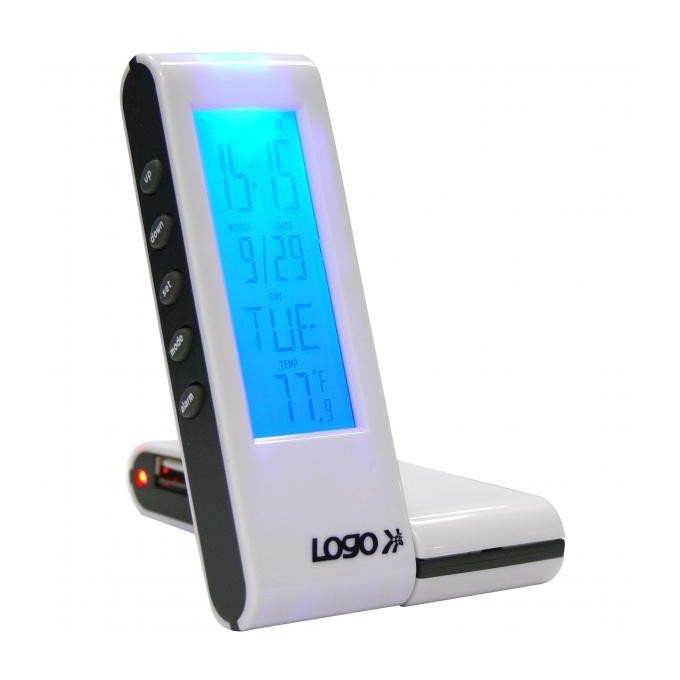 USB (2.0) hub 4-port, biały, podświetlany, godzina, budzik, regulator czasowy