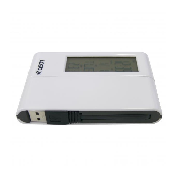 USB (2.0) hub 4-port, biały, podświetlany, godzina, budzik, regulator czasowy