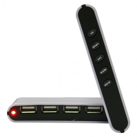 USB (2.0) hub 4-port, biały, podświetlany, godzina, budzik, regulator czasowy USB (2.0) hub 4-port, biały, podświetlany, godzina, budzik, regulator czasowy