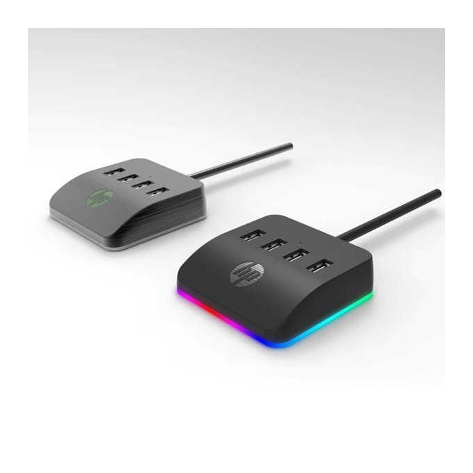 USB (3.0) hub 4-port, DHC-CT120, czarny, Hewlett-Packard, 4x USB 3.0, podświetlenie