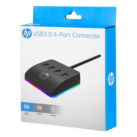 USB (3.0) hub 4-port, DHC-CT120, czarny, Hewlett-Packard, 4x USB 3.0, podświetlenie USB (3.0) hub 4-port, DHC-CT120, czarny, Hewlett-Packard, 4x USB 3.0, podświetlenie