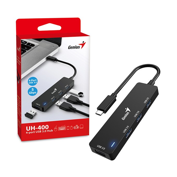 USB (3.0) hub 4-port, UH-400, czarny, Genius