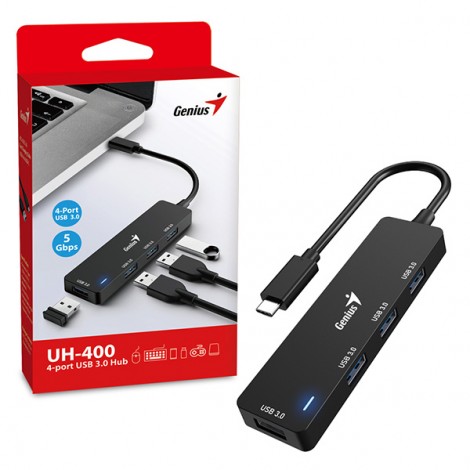 USB (3.0) hub 4-port, UH-400, czarny, Genius USB (3.0) hub 4-port, UH-400, czarny, Genius