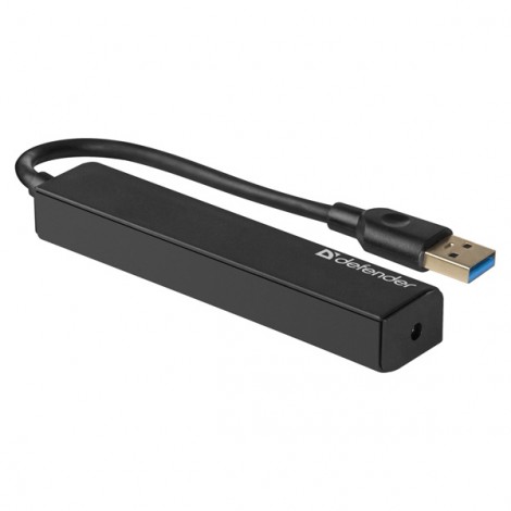 USB (3.0) HUB 4-port, Quadro Express, czarny, Defender, kompaktowy USB (3.0) HUB 4-port, Quadro Express, czarny, Defender, kompaktowy
