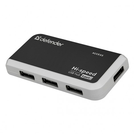 USB (2.0) hub 4-port, Quadro Infix, czarno-szara, Defender, wskaźnik LED, kompaktowy rozmiar USB (2.0) hub 4-port, Quadro Infix, czarno-szara, Defender, wskaźnik LED, kompaktowy rozmiar