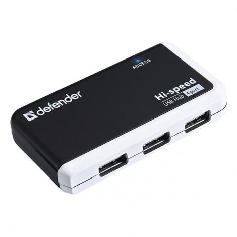 USB (2.0) hub 4-port, Quadro Infix, czarno-szara, Defender, wskaźnik LED, kompaktowy rozmiar USB (2.0) hub 4-port, Quadro Infix, czarno-szara, Defender, wskaźnik LED, kompaktowy rozmiar