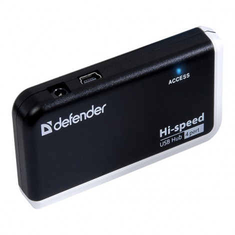 USB (2.0) hub 4-port, Quadro Infix, czarno-szara, Defender, wskaźnik LED, kompaktowy rozmiar USB (2.0) hub 4-port, Quadro Infix, czarno-szara, Defender, wskaźnik LED, kompaktowy rozmiar