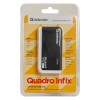 USB (2.0) hub 4-port, Quadro Infix, czarno-szara, Defender, wskaźnik LED, kompaktowy rozmiar USB (2.0) hub 4-port, Quadro Infix, czarno-szara, Defender, wskaźnik LED, kompaktowy rozmiar