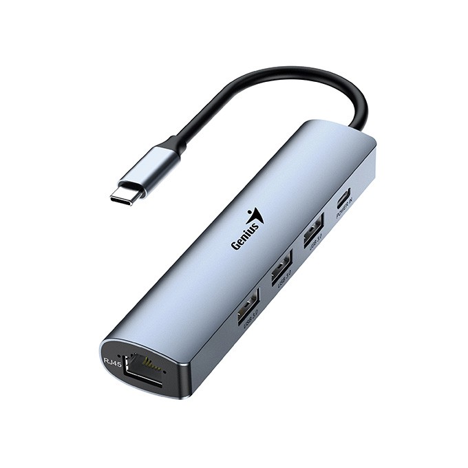 USB (3.0) hub 4-port, UH-545, szary, Genius, 3x USB 3.0, 1x RJ45