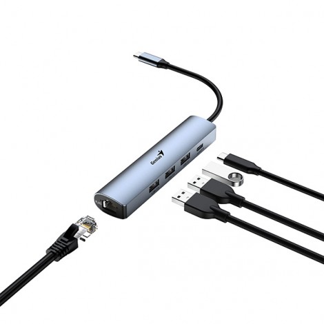 USB (3.0) hub 4-port, UH-545, szary, Genius, 3x USB 3.0, 1x RJ45 USB (3.0) hub 4-port, UH-545, szary, Genius, 3x USB 3.0, 1x RJ45