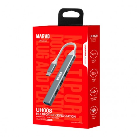 USB (3.0) hub 5-port, UH008, metalowy, Marvo USB (3.0) hub 5-port, UH008, metalowy, Marvo