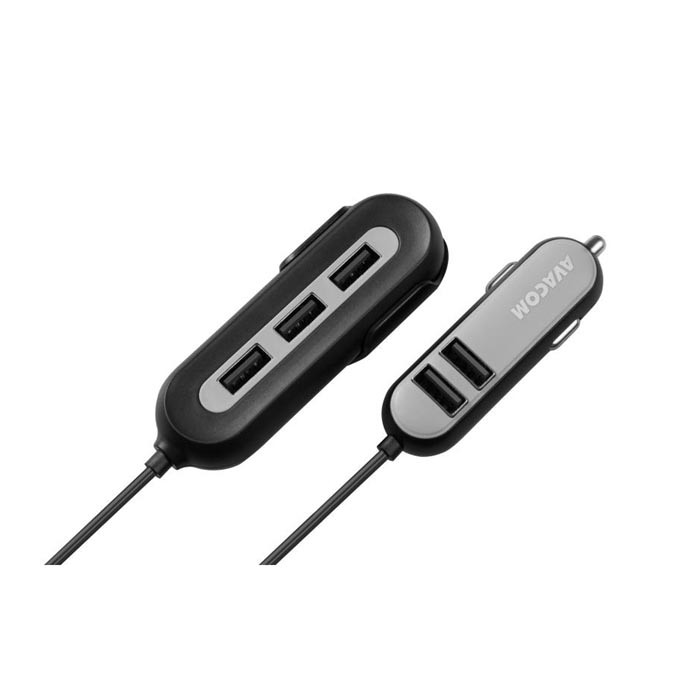 Car hub 5-port, NACL-CH5X-KK, czarna, Avacom, do zapalnicznki samochodowej