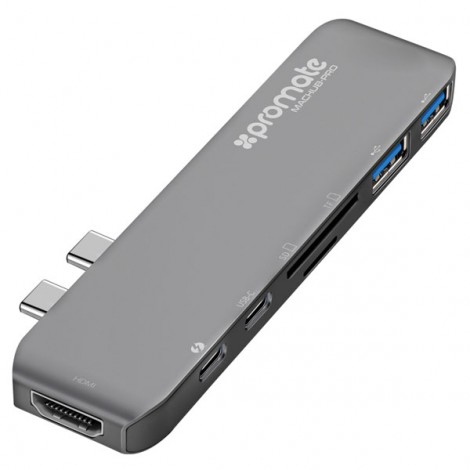 USB (3.1), USB typ C hub 7-port, MacHub-Pro, szary, Promate, USB 3.1, USB 3.0, Thunderbolt 3,TF, SD, HDMI, EOL USB (3.1), USB typ C hub 7-port, MacHub-Pro, szary, Promate, USB 3.1, USB 3.0, Thunderbolt 3,TF, SD, HDMI, EOL