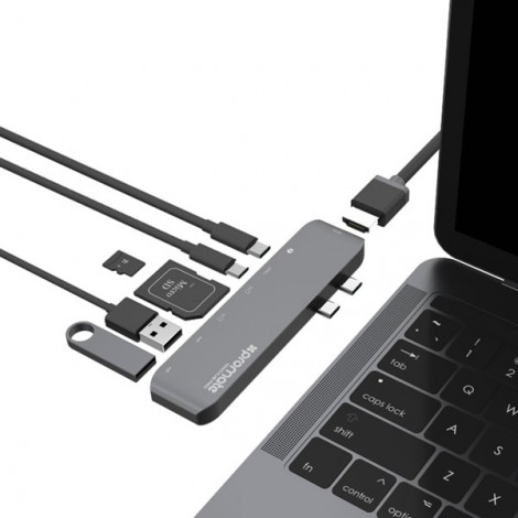 USB (3.1), USB typ C hub 7-port, MacHub-Pro, szary, Promate, USB 3.1, USB 3.0, Thunderbolt 3,TF, SD, HDMI, EOL USB (3.1), USB typ C hub 7-port, MacHub-Pro, szary, Promate, USB 3.1, USB 3.0, Thunderbolt 3,TF, SD, HDMI, EOL
