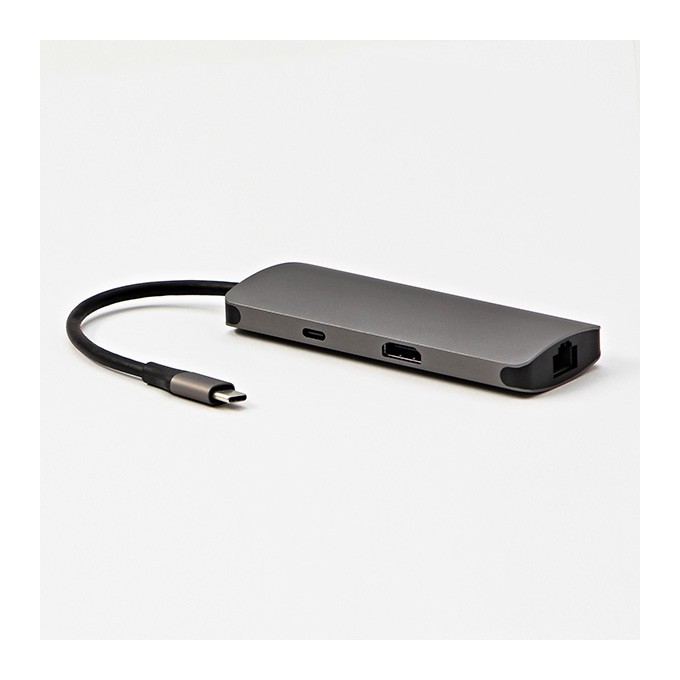 USB 3.1 Type-C Stacja dokująca szara, All New, HDMI, RJ45, microSD, USB C (PD), 2x USB3.0