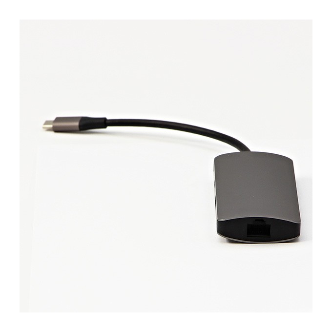 USB 3.1 Type-C Stacja dokująca szara, All New, HDMI, RJ45, microSD, USB C (PD), 2x USB3.0