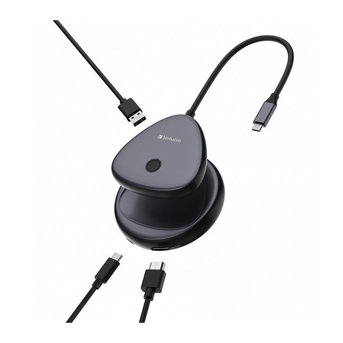 Bezprzewodowy adapter USB-C z koncentratorem WDA02 Share My Screen 4K 32147, czarny, długość przewodu 15cm, Verbatim