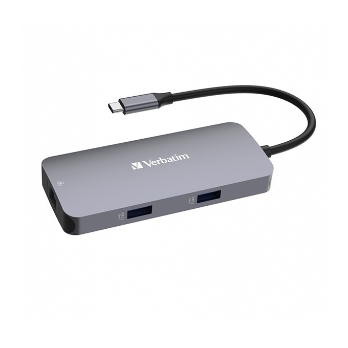 USB (3.2) hub 5-port, 32150, szara, długość przewodu 15cm, Verbatim, 1x USB C, 2x USB A, 1x HDMI
