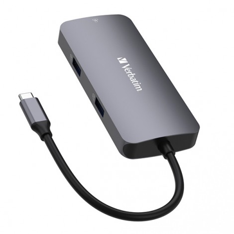 USB (3.2) hub 5-port, 32150, szara, długość przewodu 15cm, Verbatim, 1x USB C, 2x USB A, 1x HDMI USB (3.2) hub 5-port, 32150, szara, długość przewodu 15cm, Verbatim, 1x USB C, 2x USB A, 1x HDMI