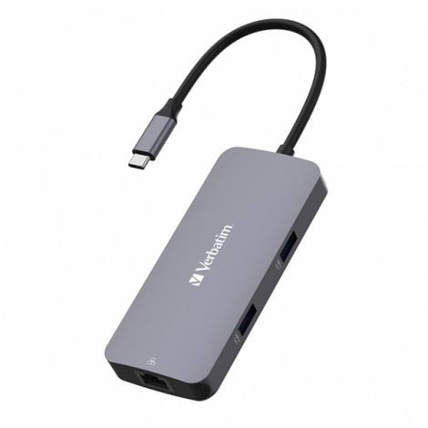 USB (3.2) hub 5-port, 32150, szara, długość przewodu 15cm, Verbatim, 1x USB C, 2x USB A, 1x HDMI USB (3.2) hub 5-port, 32150, szara, długość przewodu 15cm, Verbatim, 1x USB C, 2x USB A, 1x HDMI