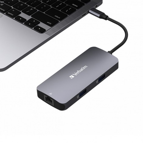 USB (3.2) hub 5-port, 32150, szara, długość przewodu 15cm, Verbatim, 1x USB C, 2x USB A, 1x HDMI USB (3.2) hub 5-port, 32150, szara, długość przewodu 15cm, Verbatim, 1x USB C, 2x USB A, 1x HDMI