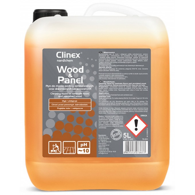 Płyn do mycia drewnianych podłóg i paneli CLINEX Wood&Panel 5L, skoncentrowany