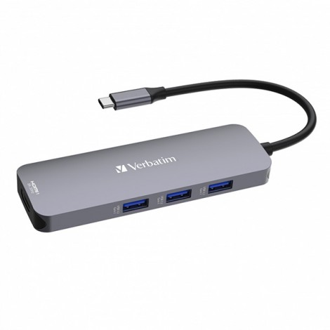 USB (3.2) hub 8-port, 32151, szara, długość przewodu 15cm, Verbatim, 1x USB C, 3x USB A, 2x HDMI, 1x SD 3.0 USB (3.2) hub 8-port, 32151, szara, długość przewodu 15cm, Verbatim, 1x USB C, 3x USB A, 2x HDMI, 1x SD 3.0