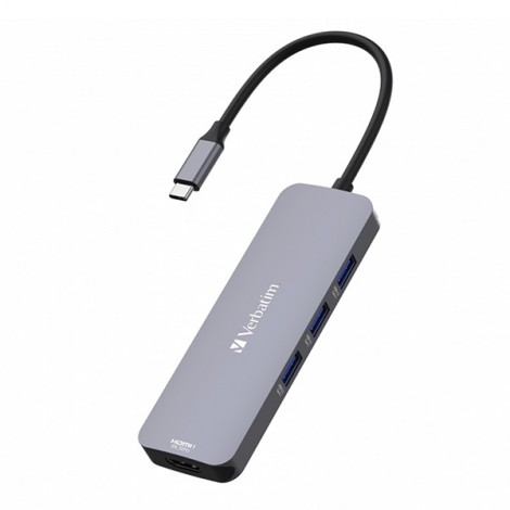USB (3.2) hub 8-port, 32151, szara, długość przewodu 15cm, Verbatim, 1x USB C, 3x USB A, 2x HDMI, 1x SD 3.0 USB (3.2) hub 8-port, 32151, szara, długość przewodu 15cm, Verbatim, 1x USB C, 3x USB A, 2x HDMI, 1x SD 3.0