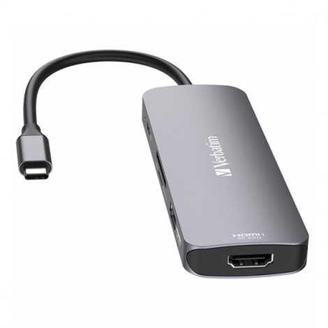 USB (3.2) hub 8-port, 32151, szara, długość przewodu 15cm, Verbatim, 1x USB C, 3x USB A, 2x HDMI, 1x SD 3.0 USB (3.2) hub 8-port, 32151, szara, długość przewodu 15cm, Verbatim, 1x USB C, 3x USB A, 2x HDMI, 1x SD 3.0