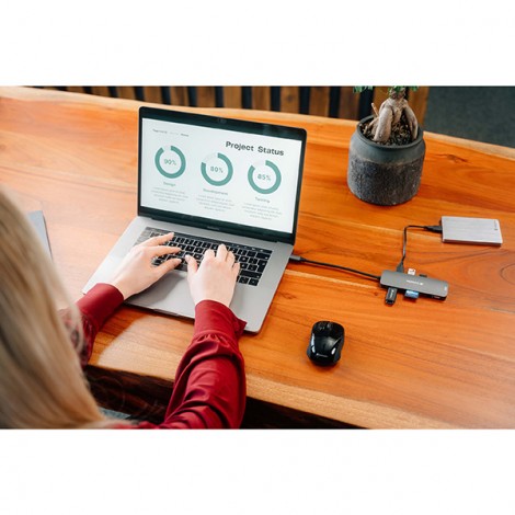 USB (3.2) hub 8-port, 32151, szara, długość przewodu 15cm, Verbatim, 1x USB C, 3x USB A, 2x HDMI, 1x SD 3.0 USB (3.2) hub 8-port, 32151, szara, długość przewodu 15cm, Verbatim, 1x USB C, 3x USB A, 2x HDMI, 1x SD 3.0