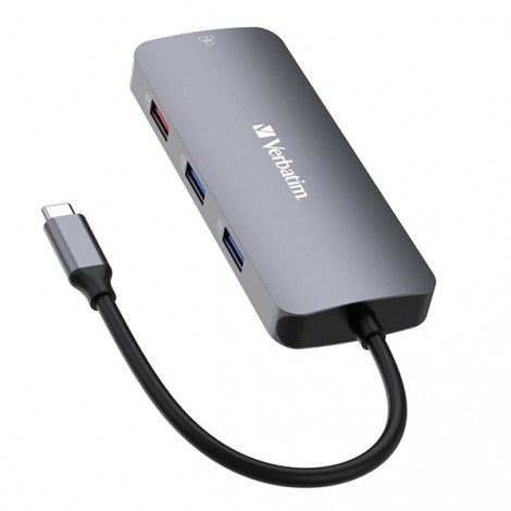 USB (3.2) hub 9-port, 32152, szary, długość przewodu 15cm, Verbatim, 2x USB C, 3x USB A, 1x HDMI, czytnik SD/micro SD USB (3.2) hub 9-port, 32152, szary, długość przewodu 15cm, Verbatim, 2x USB C, 3x USB A, 1x HDMI, czytnik SD/micro SD