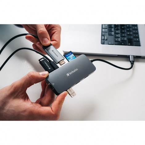 USB (3.2) hub 9-port, 32152, szary, długość przewodu 15cm, Verbatim, 2x USB C, 3x USB A, 1x HDMI, czytnik SD/micro SD USB (3.2) hub 9-port, 32152, szary, długość przewodu 15cm, Verbatim, 2x USB C, 3x USB A, 1x HDMI, czytnik SD/micro SD