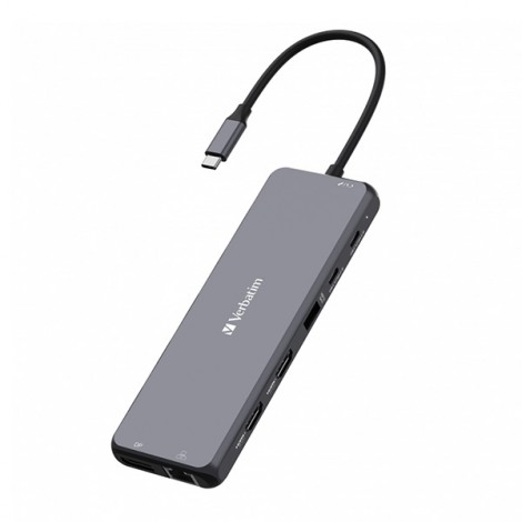 USB (3.2) hub 13-port, 32153, szary, długość przewodu 20 cm, Verbatim, 2x USB C, 6x USB A, 2x HDMI USB (3.2) hub 13-port, 32153, szary, długość przewodu 20 cm, Verbatim, 2x USB C, 6x USB A, 2x HDMI