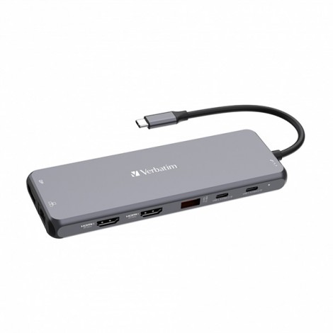 USB (3.2) hub 13-port, 32153, szary, długość przewodu 20 cm, Verbatim, 2x USB C, 6x USB A, 2x HDMI USB (3.2) hub 13-port, 32153, szary, długość przewodu 20 cm, Verbatim, 2x USB C, 6x USB A, 2x HDMI