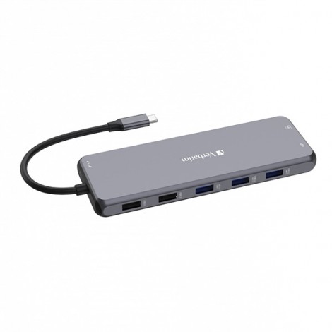 USB (3.2) hub 13-port, 32153, szary, długość przewodu 20 cm, Verbatim, 2x USB C, 6x USB A, 2x HDMI USB (3.2) hub 13-port, 32153, szary, długość przewodu 20 cm, Verbatim, 2x USB C, 6x USB A, 2x HDMI