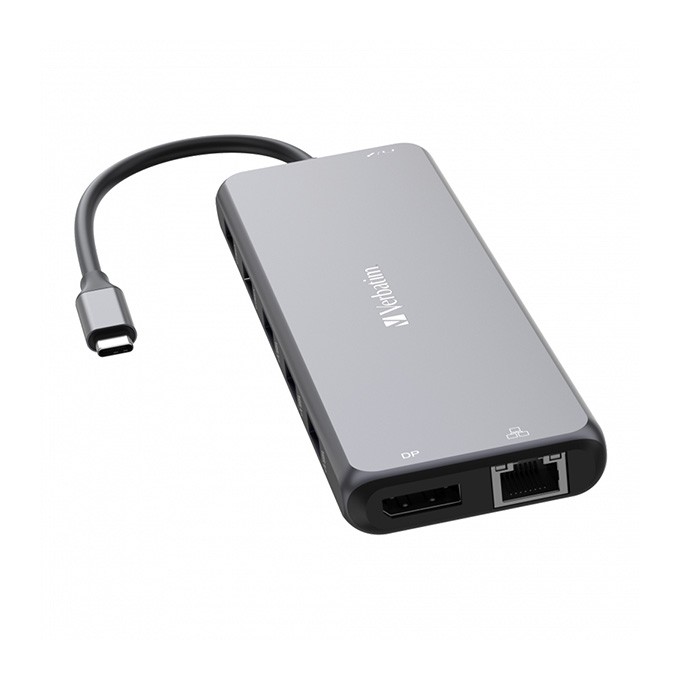 USB (3.2) hub 13-port, 32153, szary, długość przewodu 20 cm, Verbatim, 2x USB C, 6x USB A, 2x HDMI