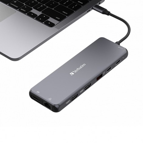USB (3.2) hub 13-port, 32153, szary, długość przewodu 20 cm, Verbatim, 2x USB C, 6x USB A, 2x HDMI USB (3.2) hub 13-port, 32153, szary, długość przewodu 20 cm, Verbatim, 2x USB C, 6x USB A, 2x HDMI